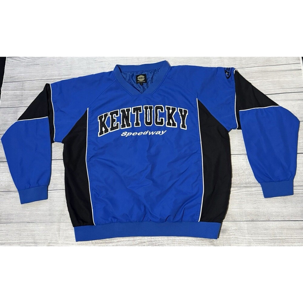Kentucky SPEEDWAY BLUE W/ BLACK COLORED PULLOVER RAIN RESISTANT JACKET Large HTF